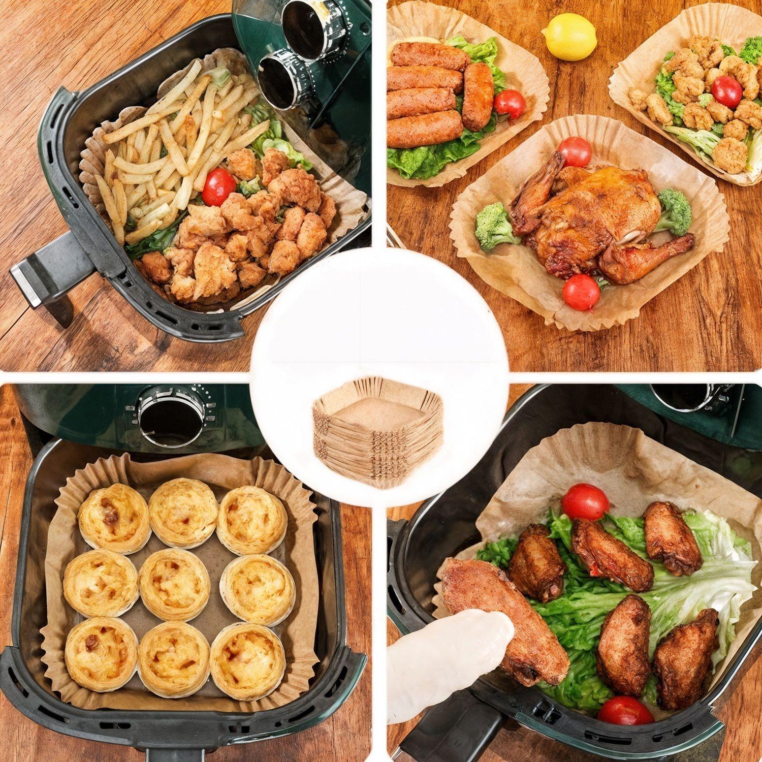 100 Forros desechable papel para airfryer papel freidora Cua-6