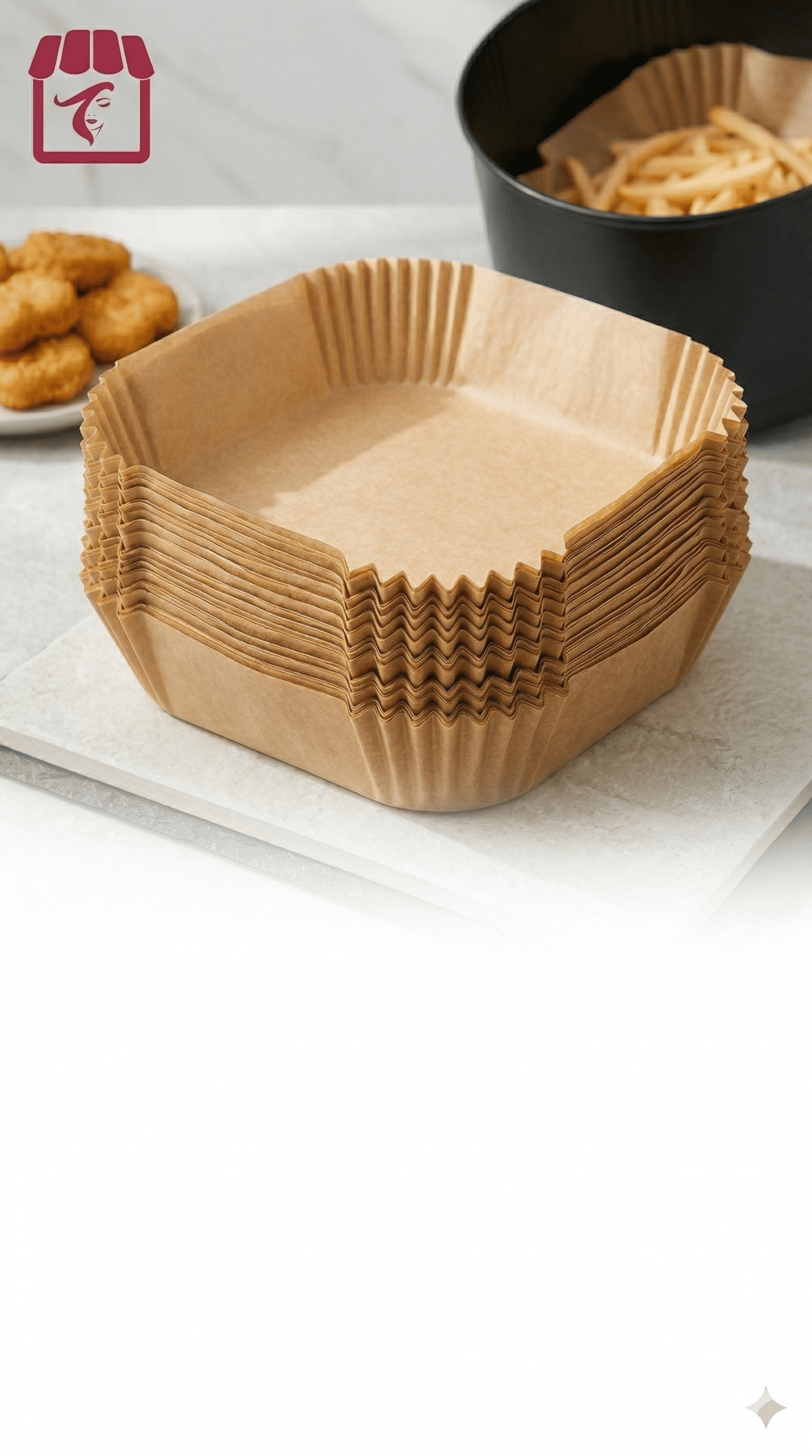 100 Forro Desechable Papel Para Airfryer Papel Freidora Cua-3