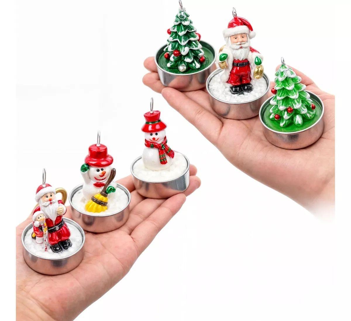 VELAS NAVIDEÑAS ADORNOS NAVIDEÑOS ARBOL VIEJO PASCUERO 4 PCS-3