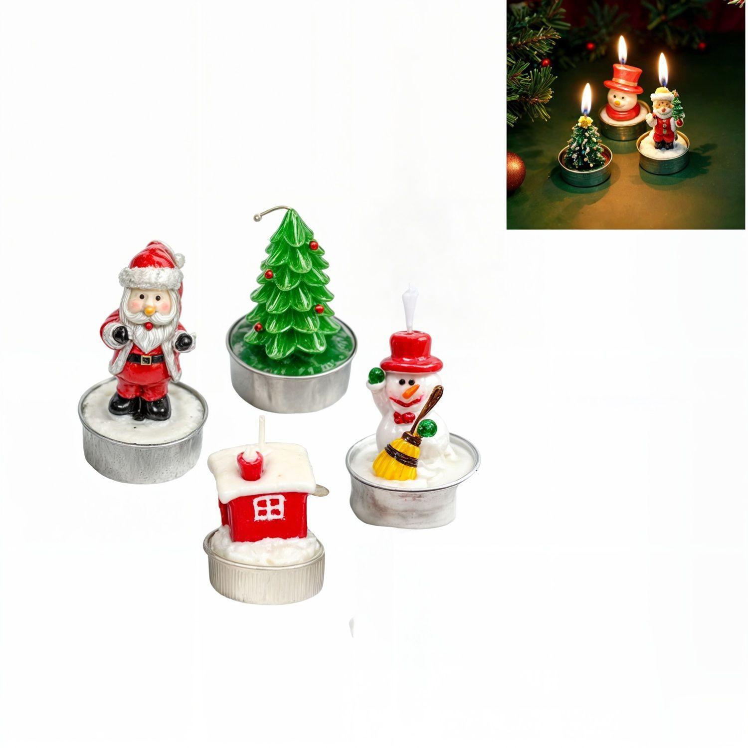VELAS NAVIDEÑAS ADORNOS NAVIDEÑOS ARBOL VIEJO PASCUERO 4 PCS-6