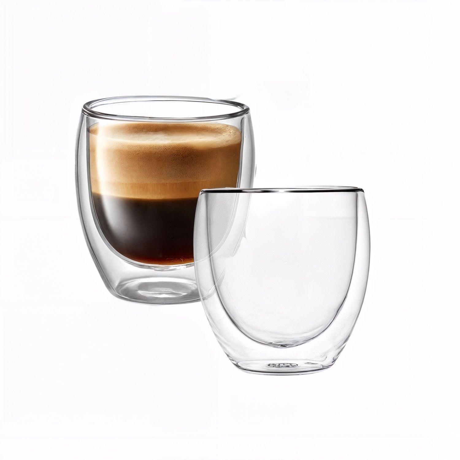 Taza Doble Vidrio 2 Tazas café Doble Vidrio Doble Pared 250 Ml-0