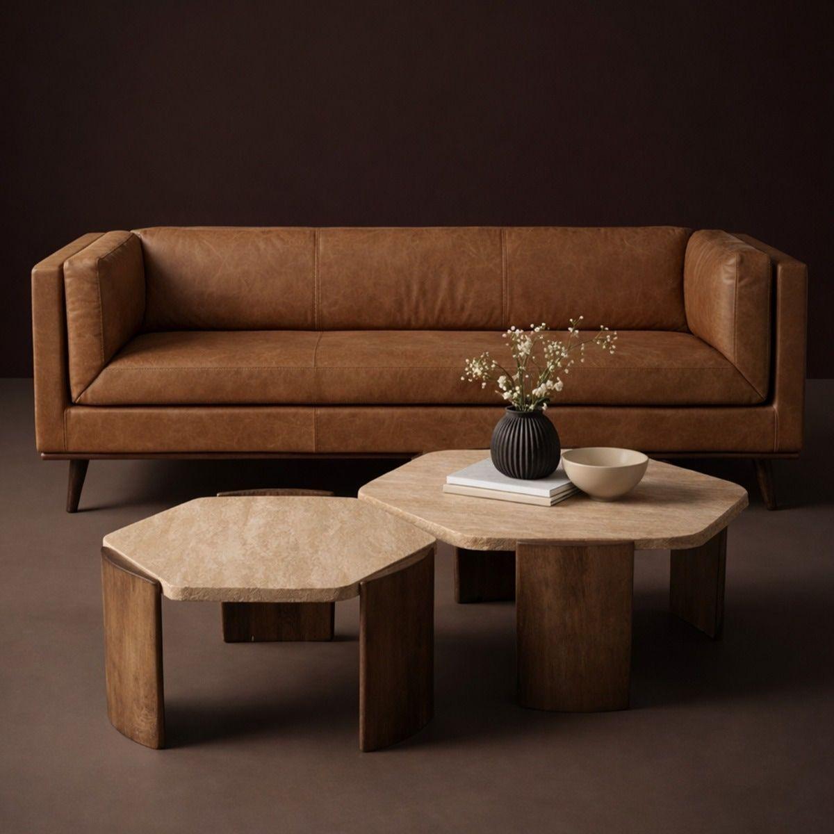 Sofa de Cuero 3c Neel Camel-0