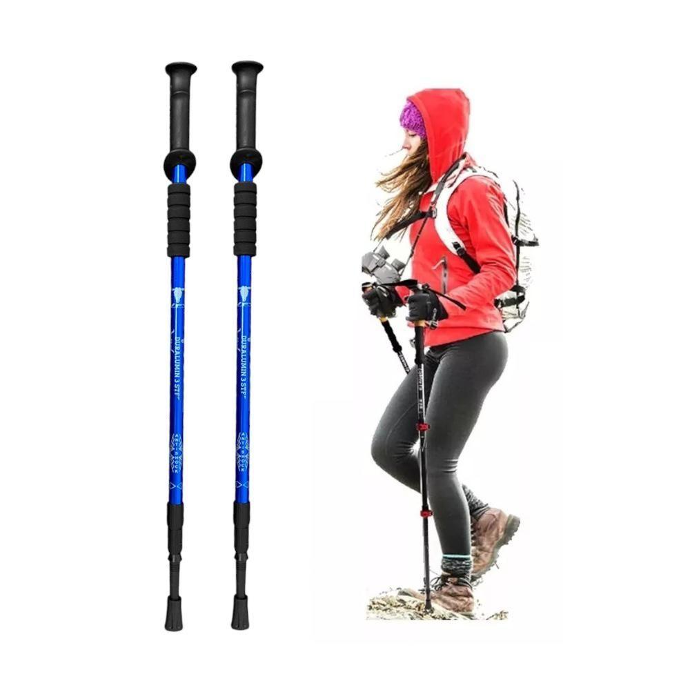 Pack 2 Bastón Trekking Antishock Plegable 3 Tramos-0