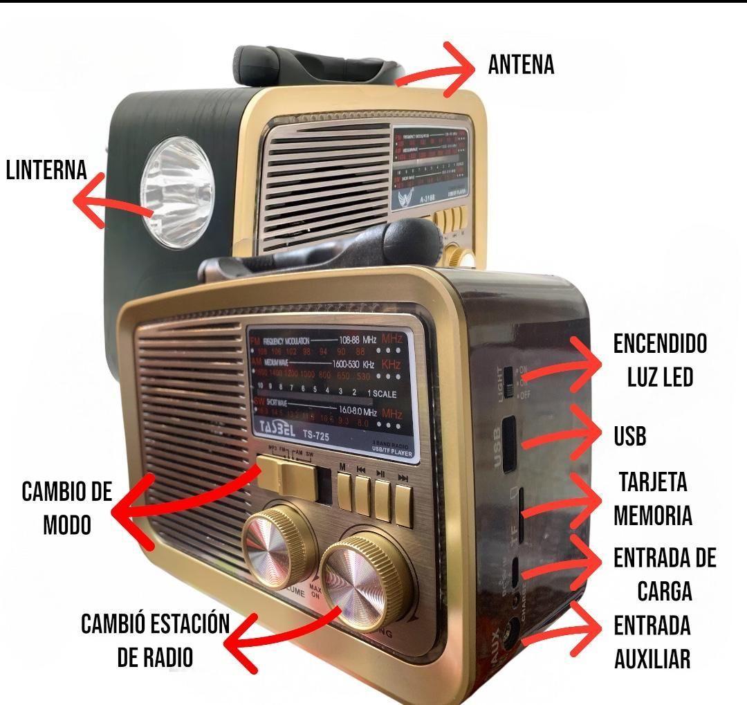 Radio Linterna Portátil Solar Bluetooth Recargable Retro Vintage -3
