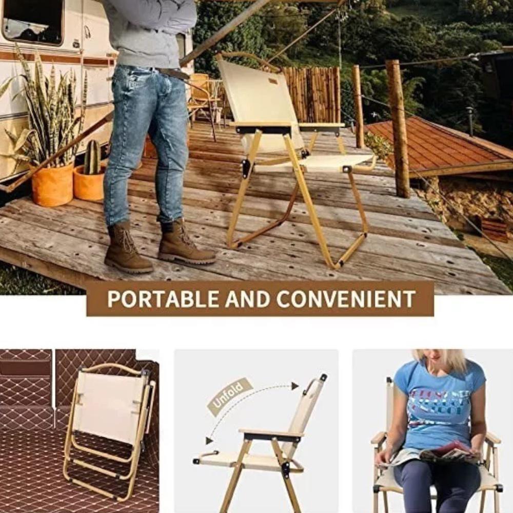 Silla Kermit Plegable Portátil  Apoya Brazos Beige -2