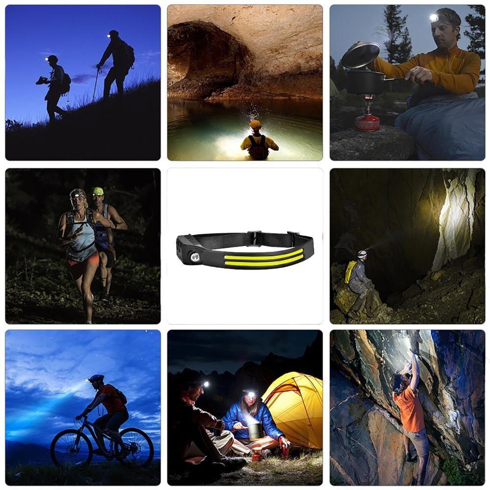 Linterna Led Cintillo Doble Con Sensor Recargable -4