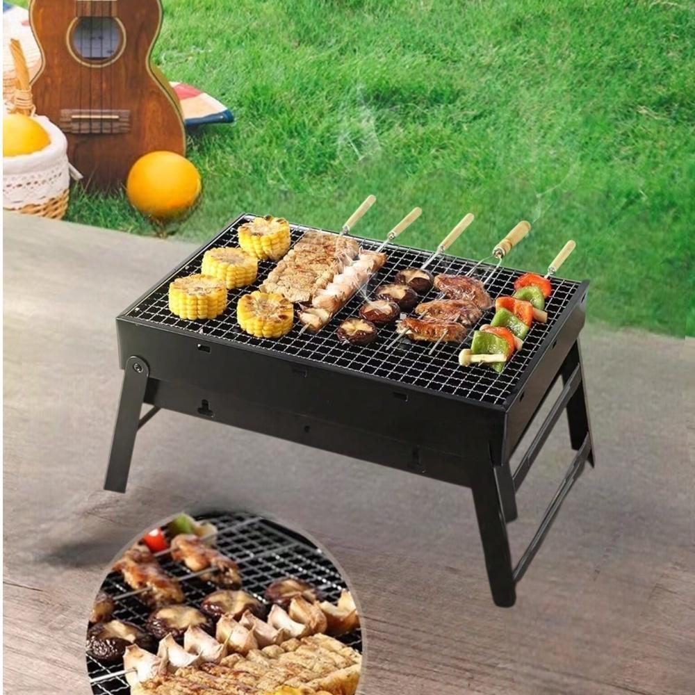  Parrilla De Carbón Portátil Plegable Asador Camping -2
