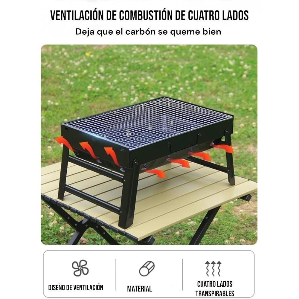  Parrilla De Carbón Portátil Plegable Asador Camping -5