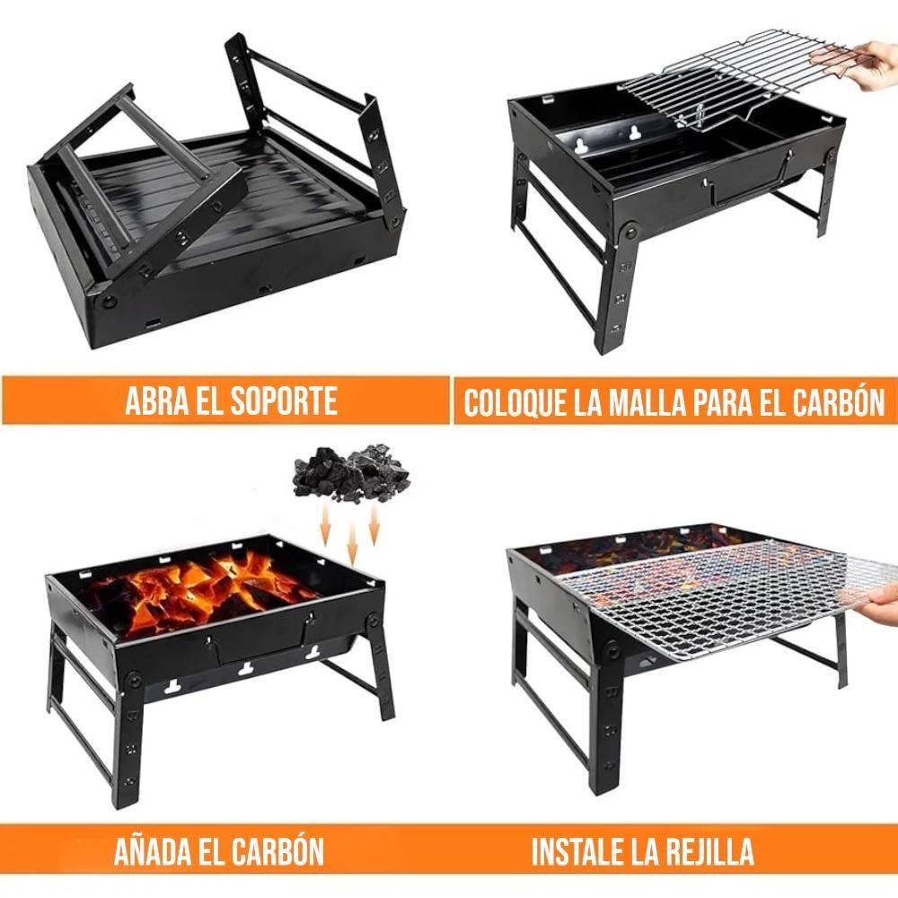 Parrilla De Carbón Portátil  Plegable Barbecue Camping -2