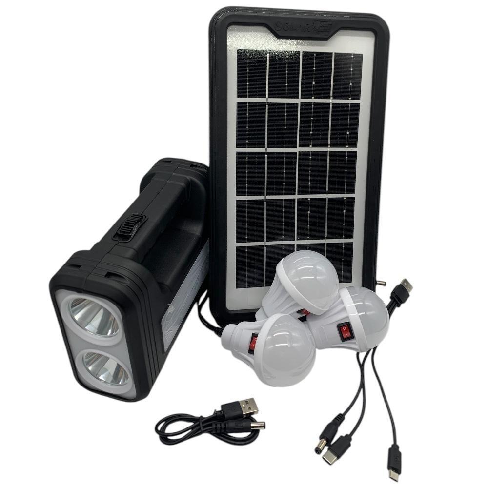 Kit Solar De Emergencia Recargable Portátil Led + Ampolletas + Panel -2