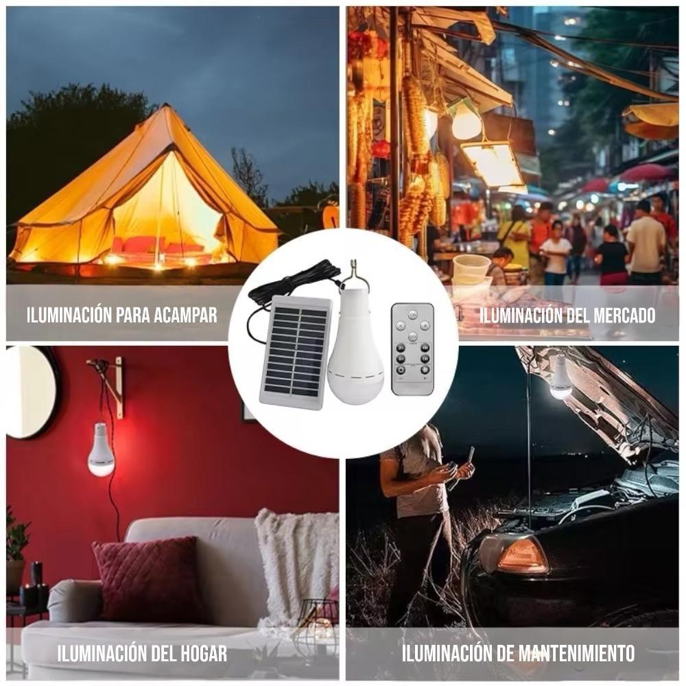 Ampolleta Led Recargable Usb Impermeable + Panel Solar-3