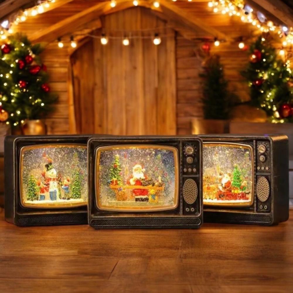 Adorno Navideño Musical Vintage Televisor Decorativo Led -2