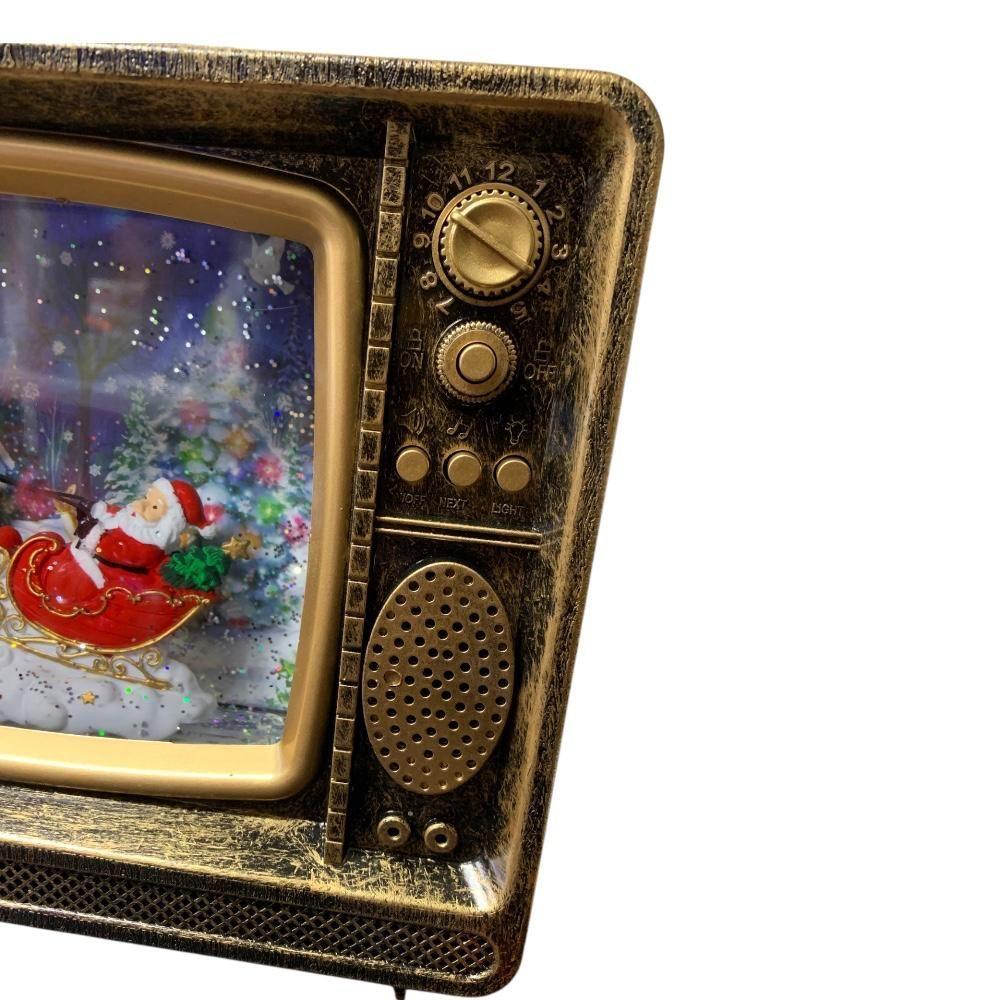 Adorno Navideño Musical Vintage Televisor Decorativo Led -3