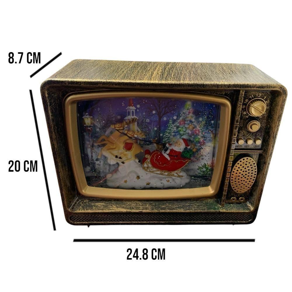Adorno Navideño Musical Vintage Televisor Decorativo Led -4
