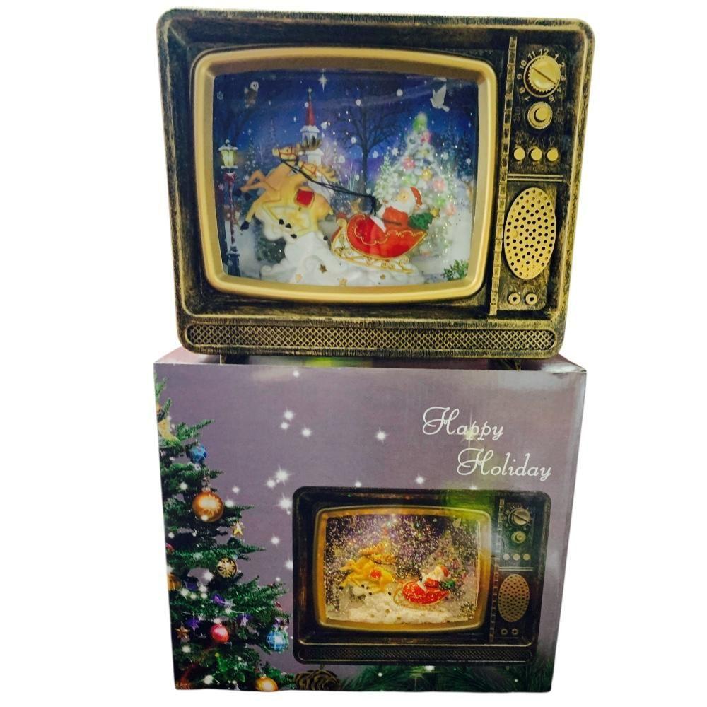 Adorno Navideño Musical Vintage Televisor Decorativo Led -6