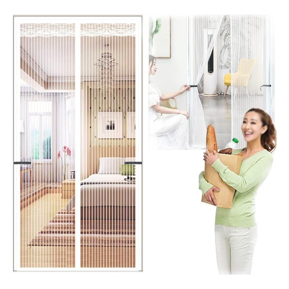 Malla Mosquitos Magnética Para Puertas y Ventanales 100x210 Cm Blanca -0