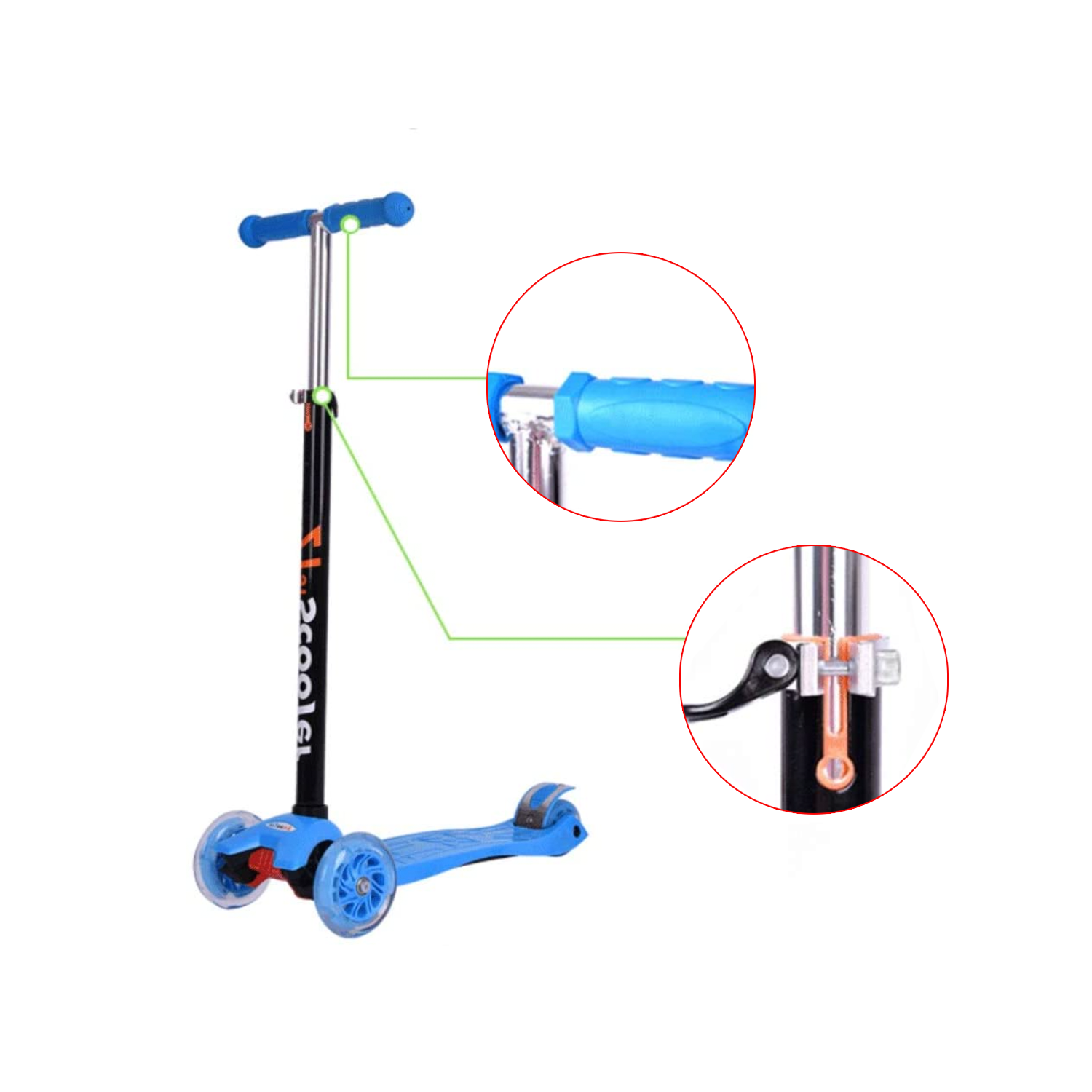 Monopatin Scooter Xl 4 Ruedas Luz Led Para Niños  -0