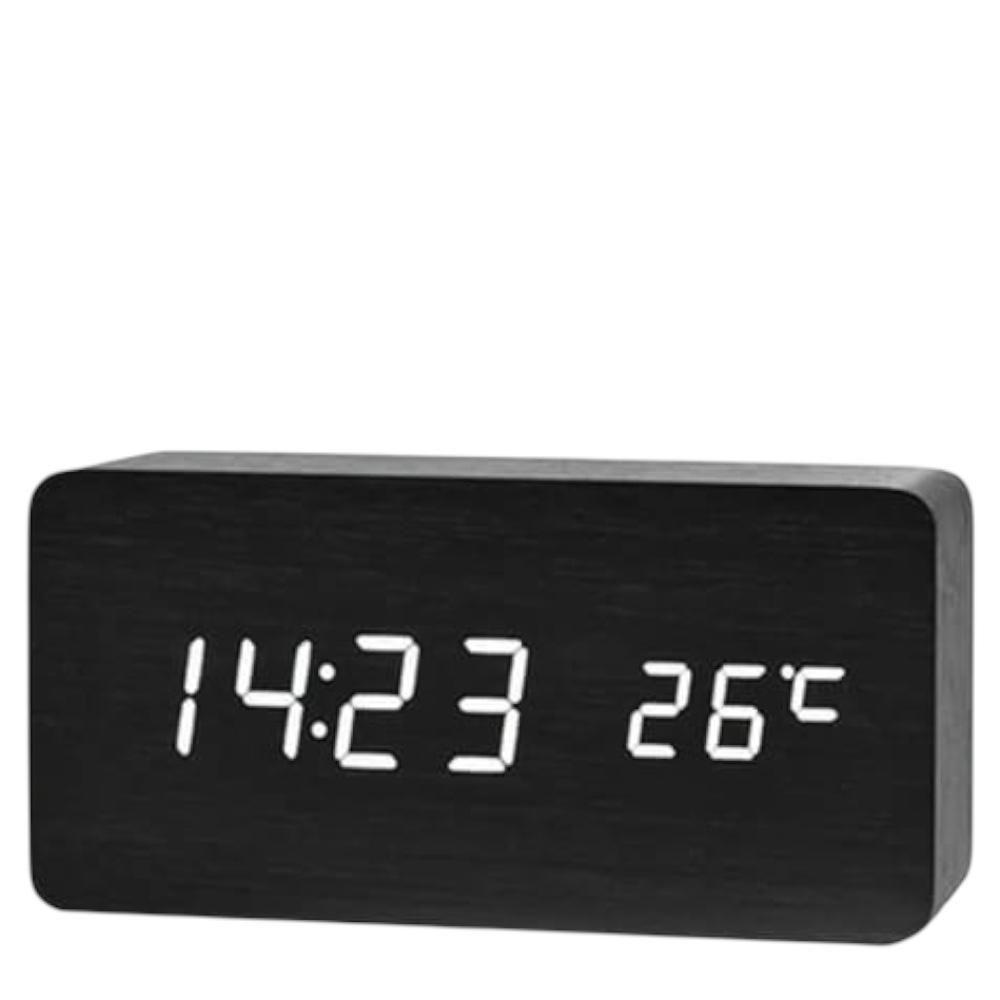 Reloj Despertador Digital Led Tipo Madera Decorativo A Pilas y USB B-0