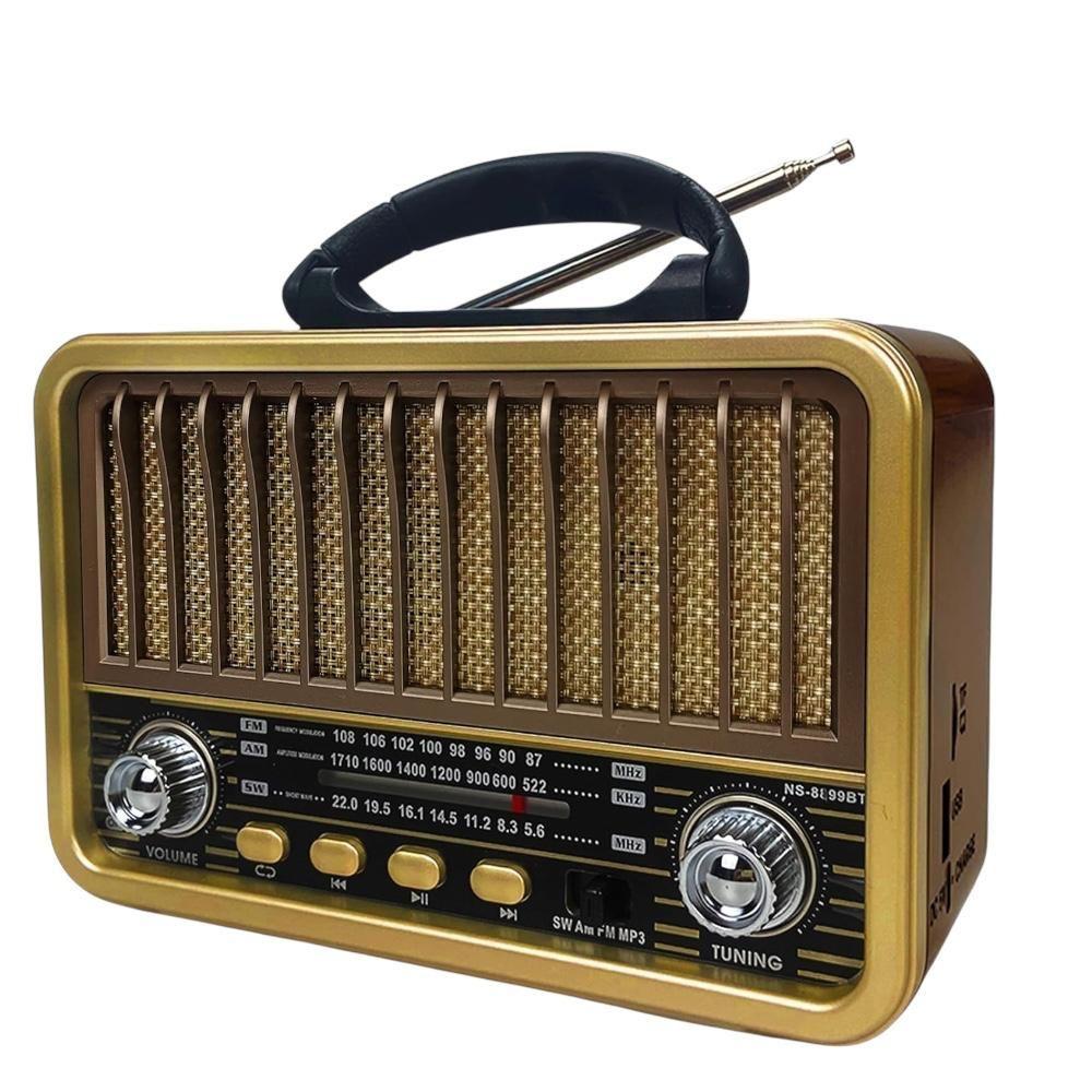 Radio Portátil Bluetooth Recargable Y A Pilas  Am/FM MP3 Vintage-0