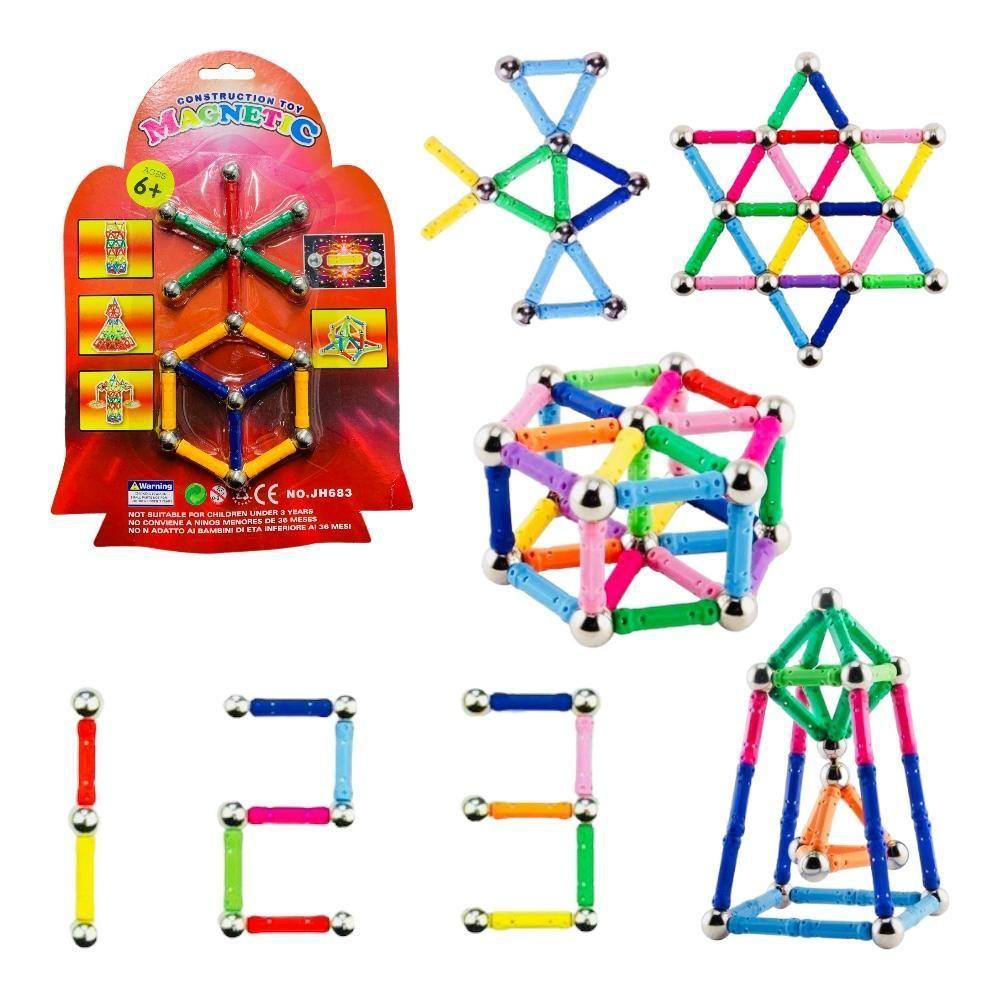 Juego Magnético Barras Varillas Bolitas Acero 56 Pcs-0