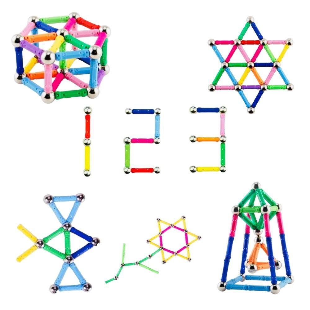 Juego Magnético Barras Varillas Bolitas Acero 56 Pcs-1