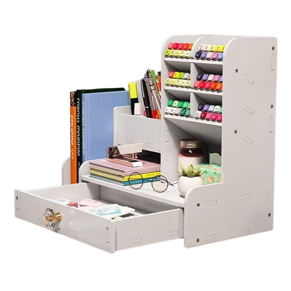 Organizador Escritorio Con Cajón Porta Lápices Multiuso Mdf-1