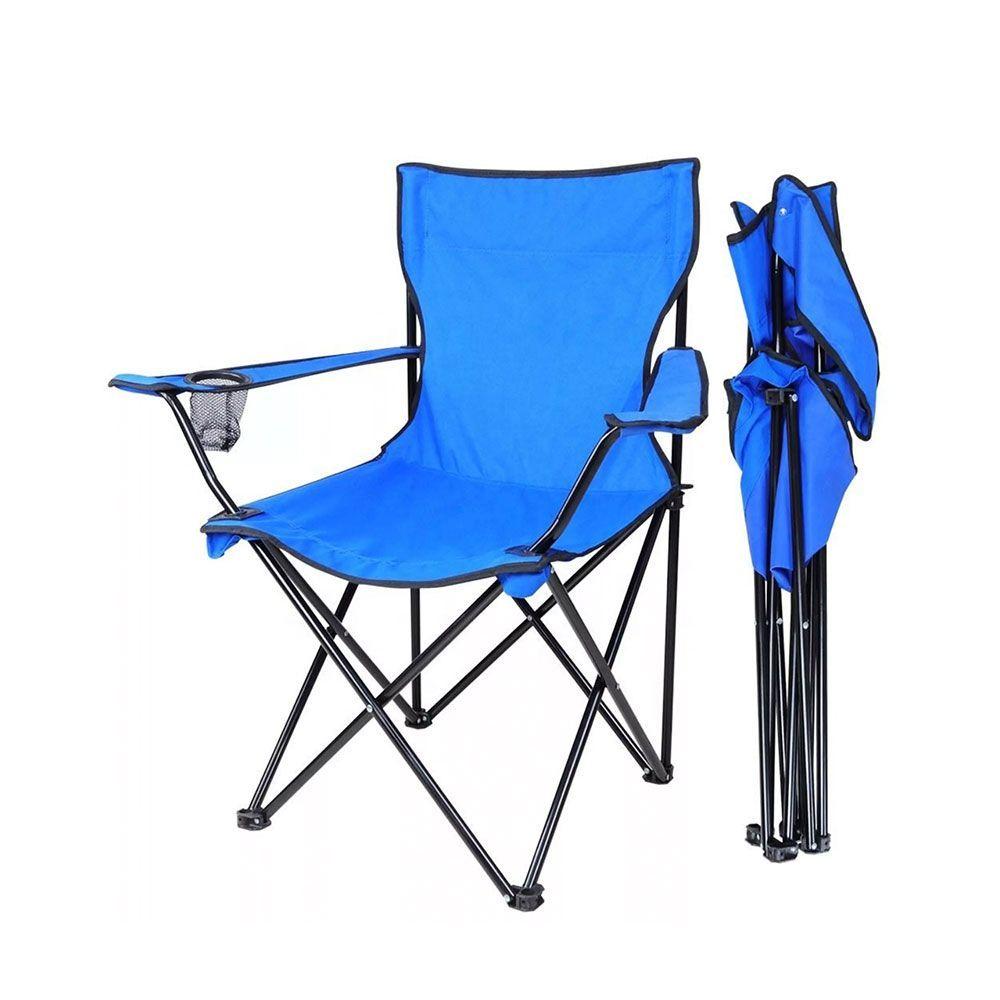 Silla Plegable Camping Porta Vasos Apoya Brazos -0