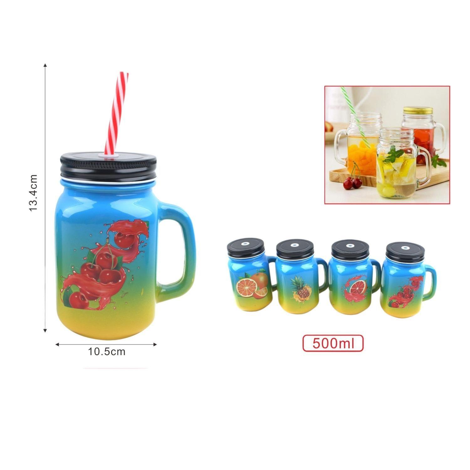 Blue Half Fruit Nº 4 Tapa Negra + Pajita 10,5 (7,7)*13,4 Cm/500 Ml-0