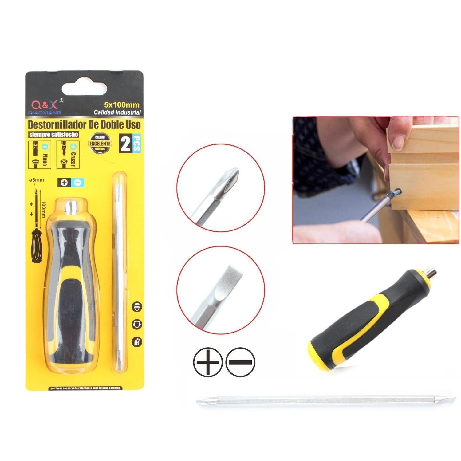 Destornillador De Doble Uso Con Mango Amarillo Y Negro 5Mm*100Mm-0