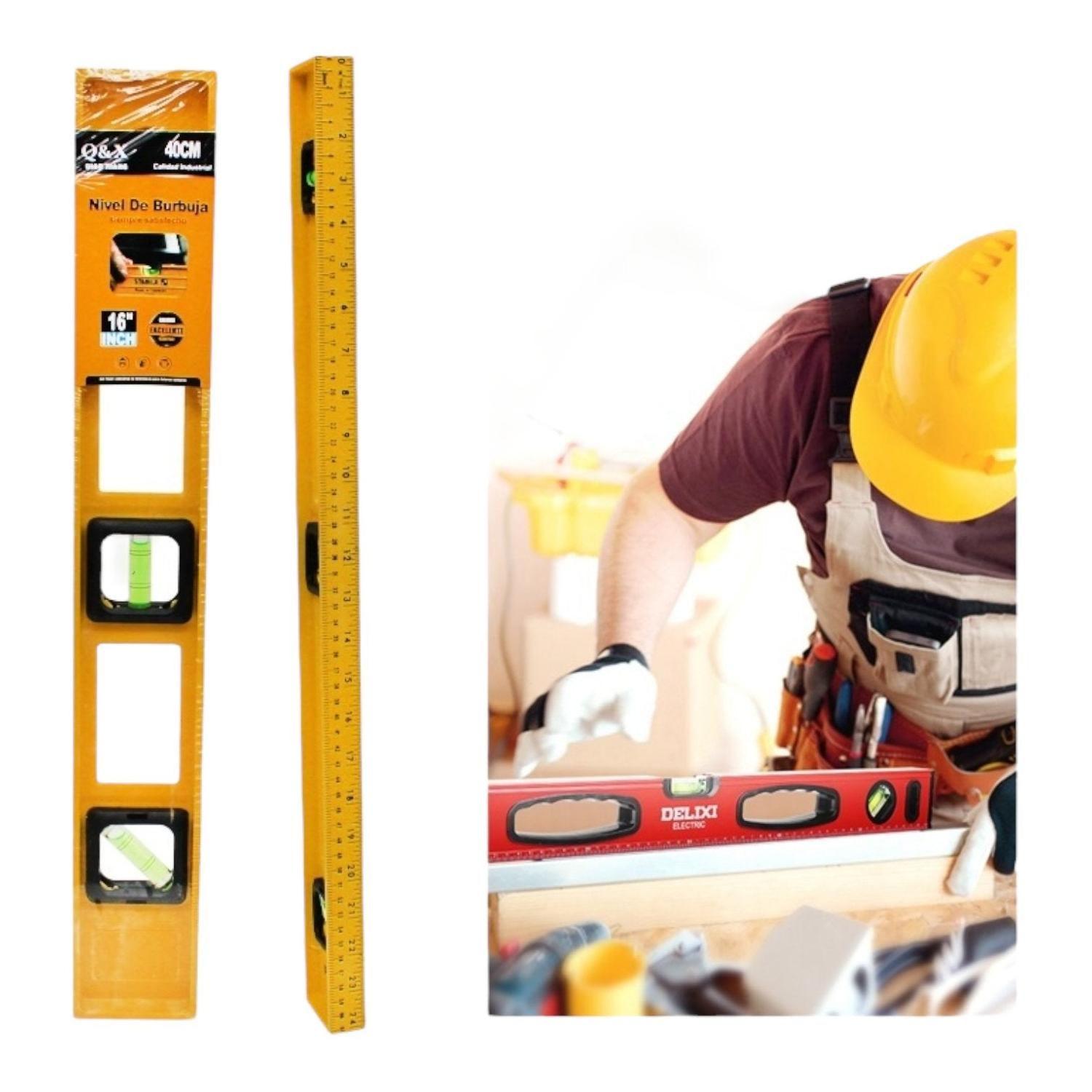 Nivel De Burbuja Amarillo De Pl¨¢stico De 16 Pulgadas Y 40 Cm.-0