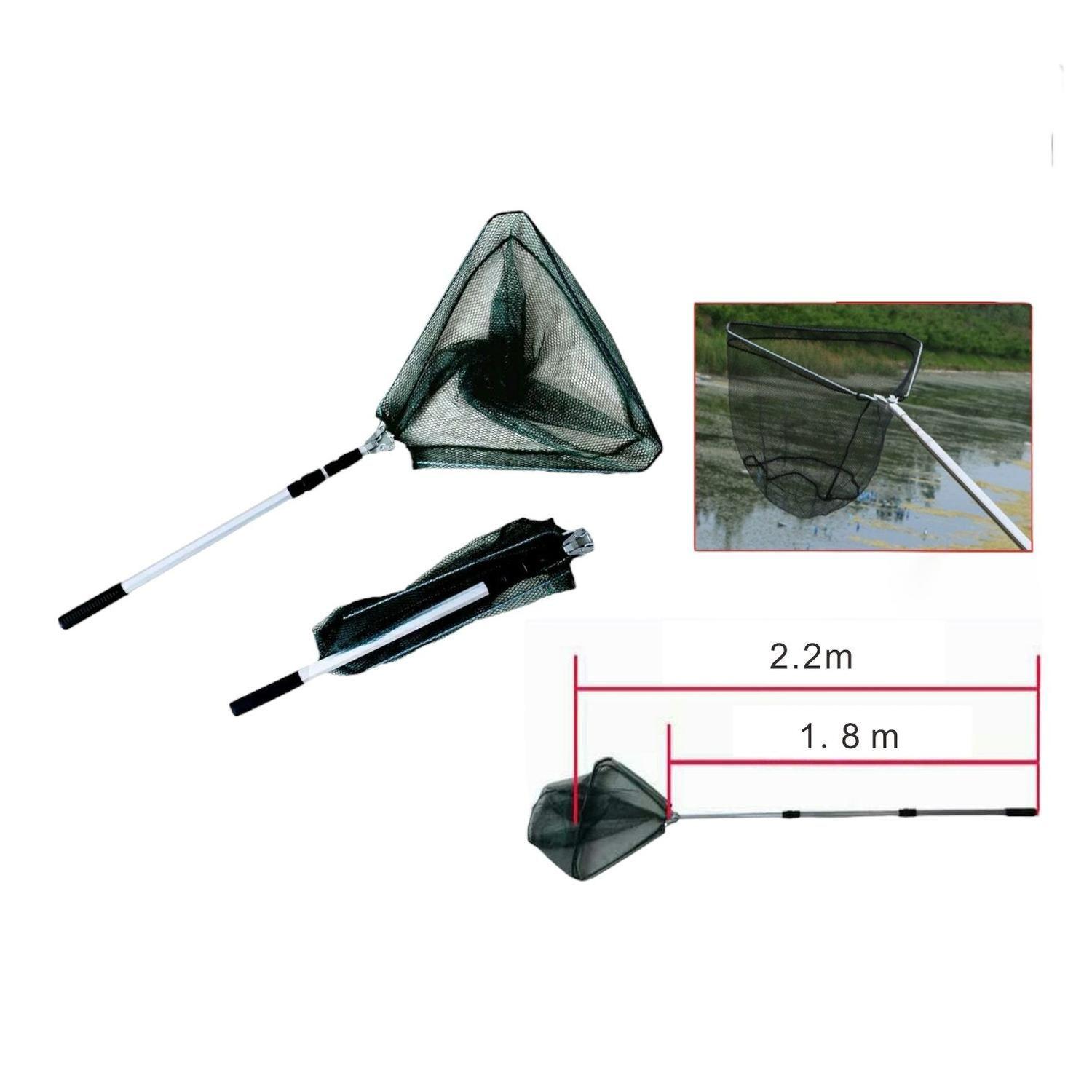 (Equipo De Pesca) Red Triangular Automática De Poste Blanco De 2,2 M-0