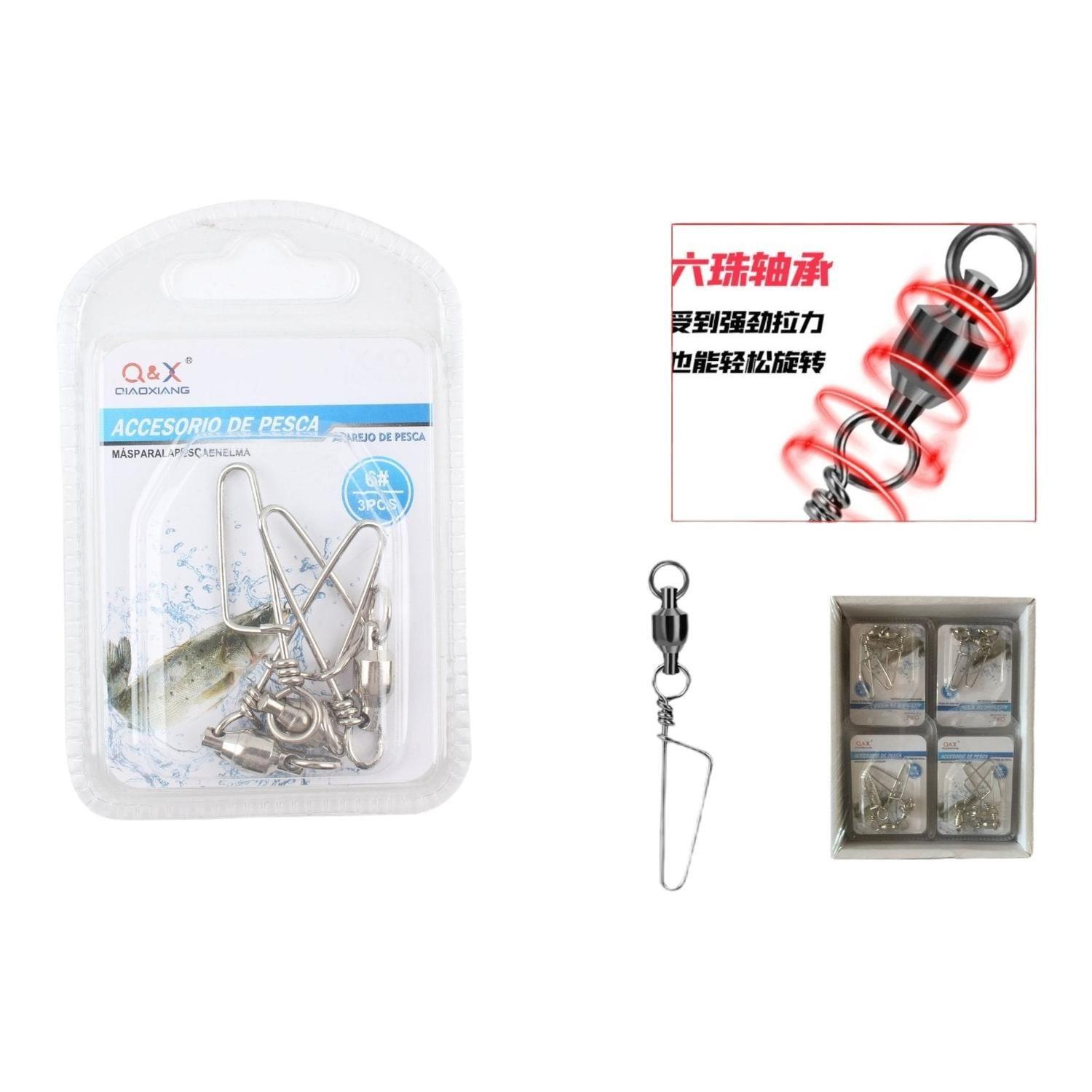 (Accesorios Para Artes De Pesca) Rodamiento Giratorio + Pasador En Forma De Zorro 6# 3Pcs-0