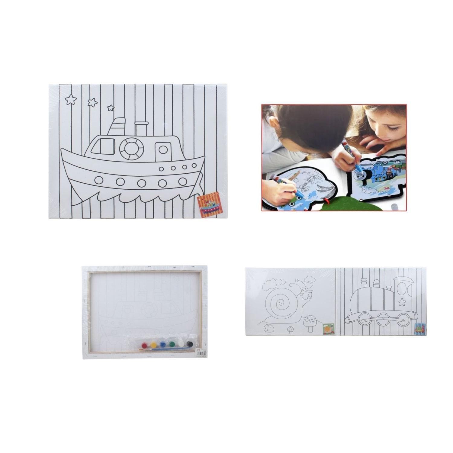 Marco De Lienzo Lineal + 6 Pinturas Combinadas + 1 Pincel 20*30-0