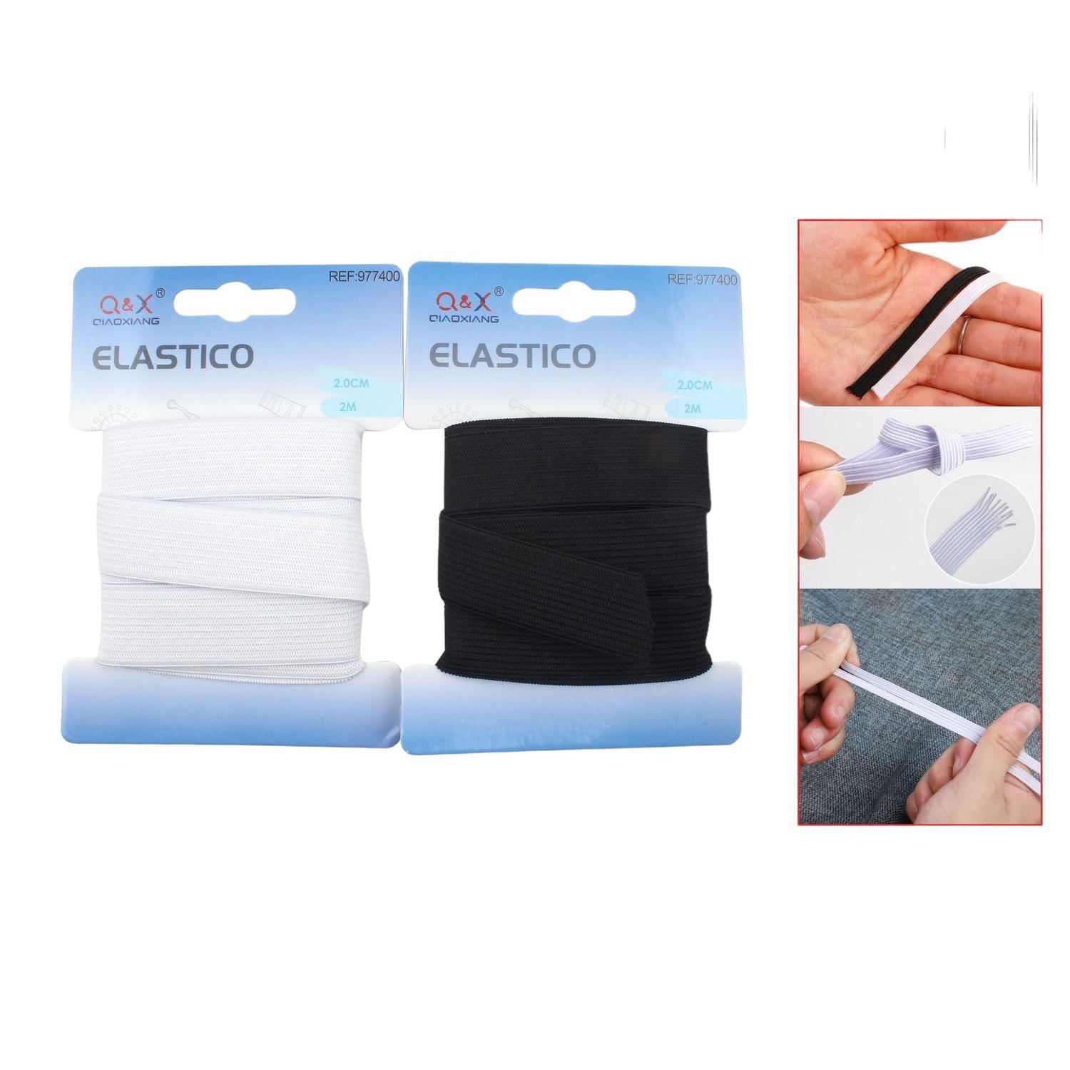 Banda Elástica Plana 2.0Cm*2M Blanco Y Negro-0