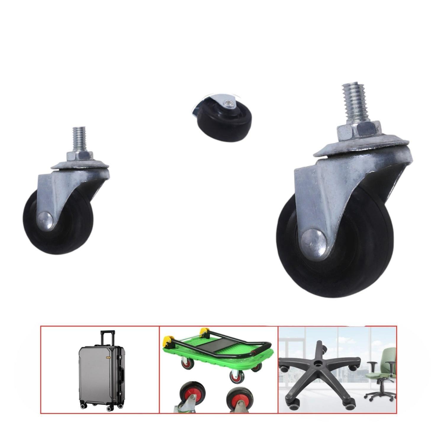 Rueda giratoria de goma industrial de 2.5 pulgadas con vástago de hierro M12*25-0