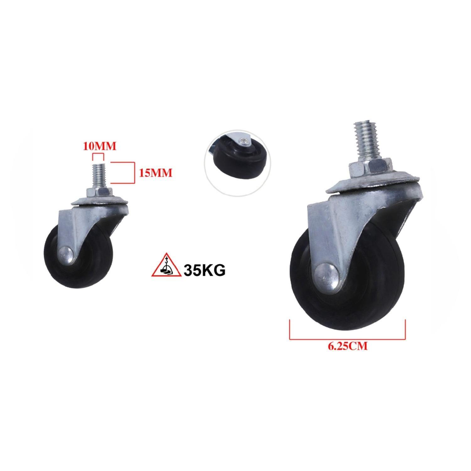 Rueda giratoria de goma industrial de 2.5 pulgadas con vástago de hierro M12*25-1