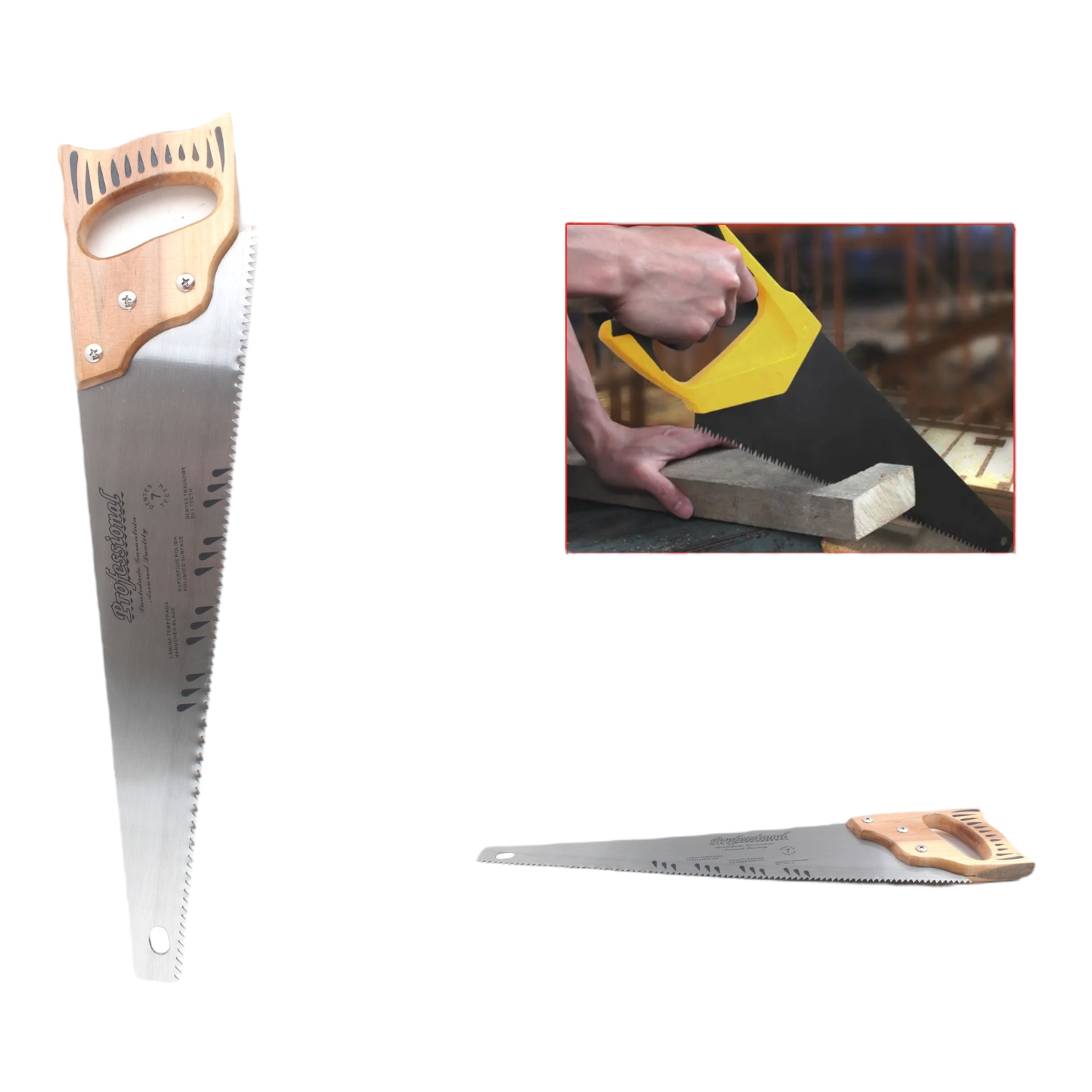 Sierra De Mano Con Mango De Madera De 18 Pulgadas.-0