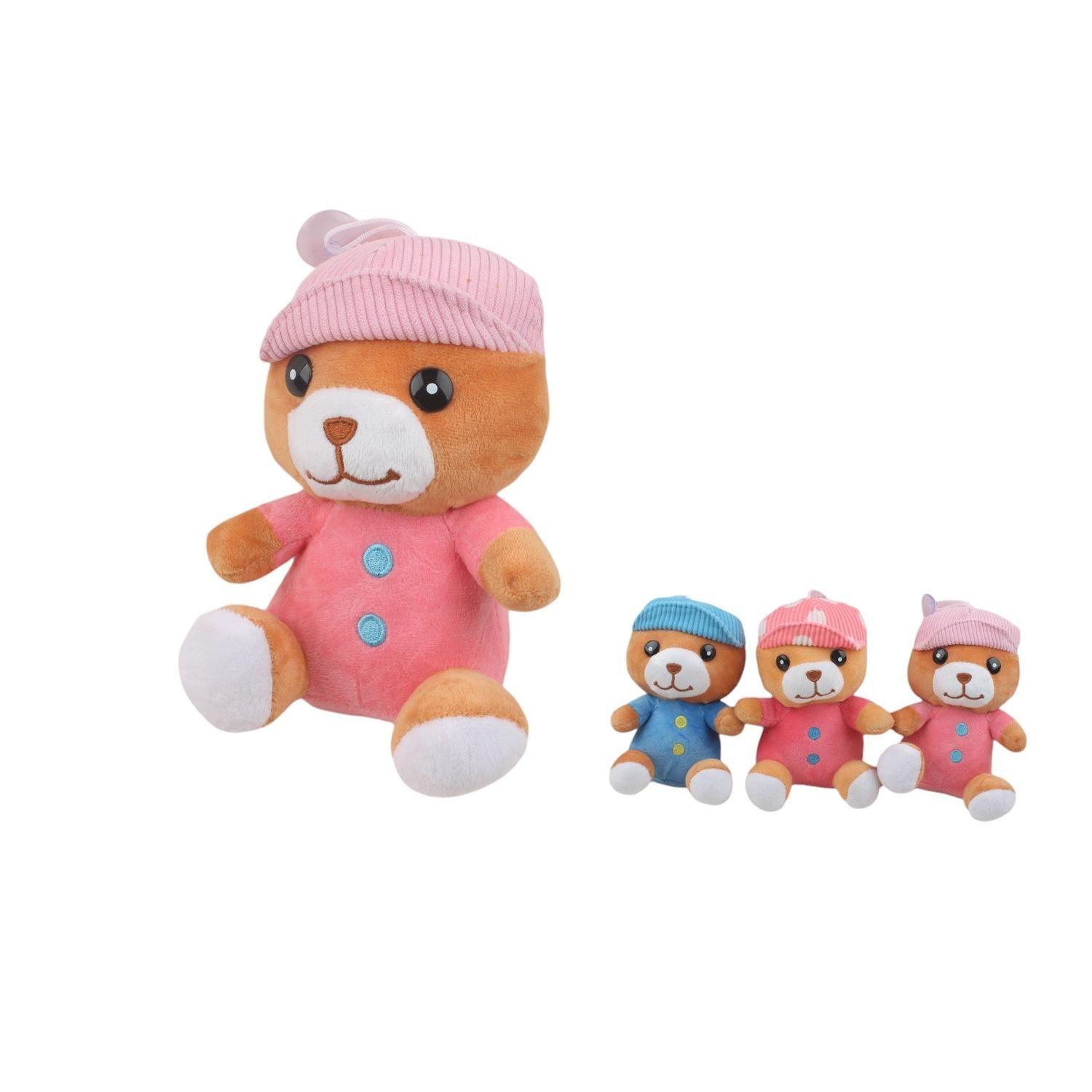 Oso de peluche invernal con gorro 18 cm-0