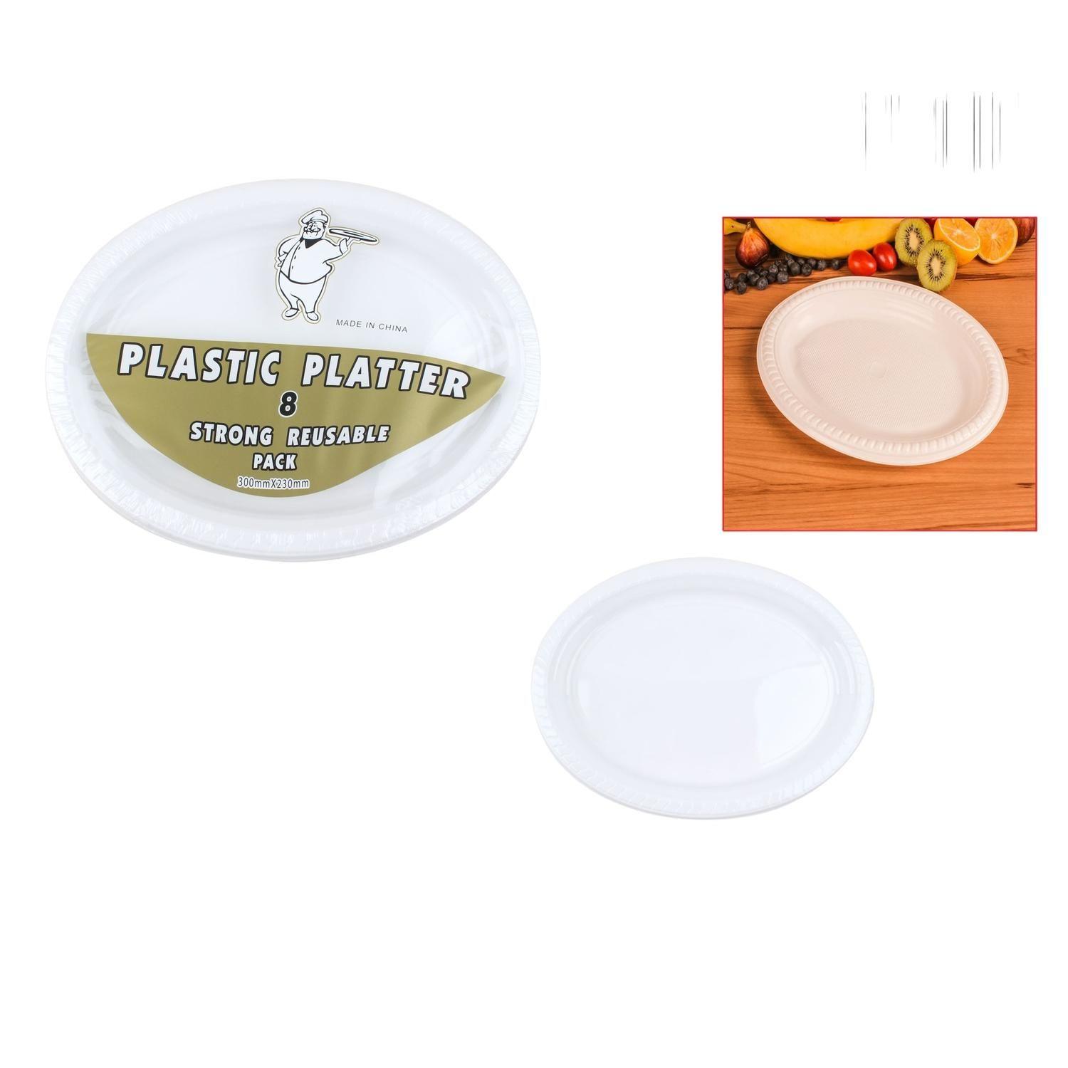 Plato Ovalado Blanco Grande De 12 Pulgadas 8Pcs-0