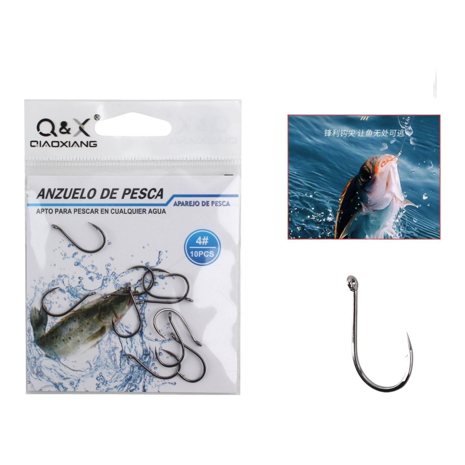 Anzuelo De Pesca Universal En Alta Mar Qianmao Con Bucle 4# 10Pc (N¨ªquel Negro)-0