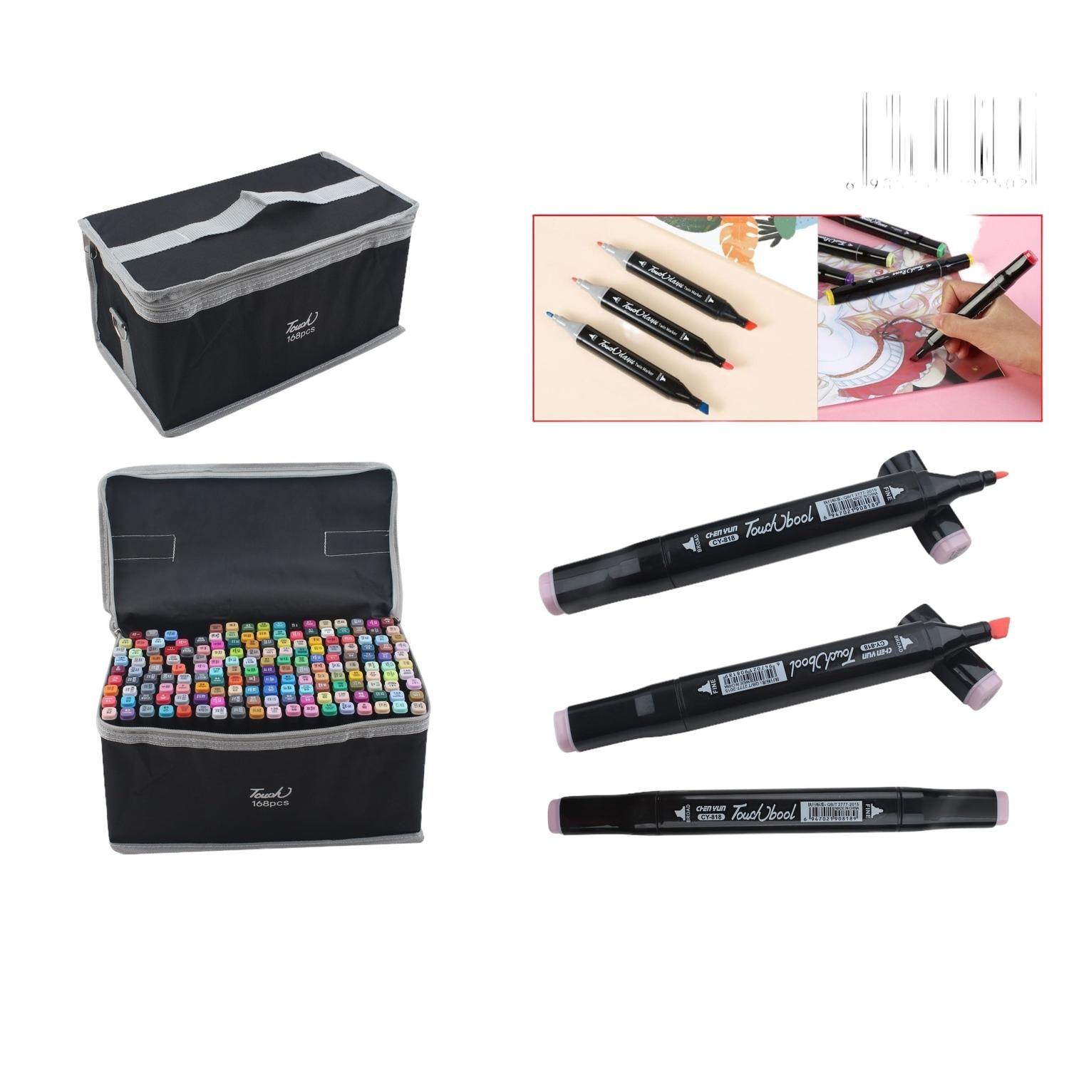 Juego De Rotuladores Cuadrados Negros, Bolsa Con Cubierta Inferior De Cinta De 168 Colores-0