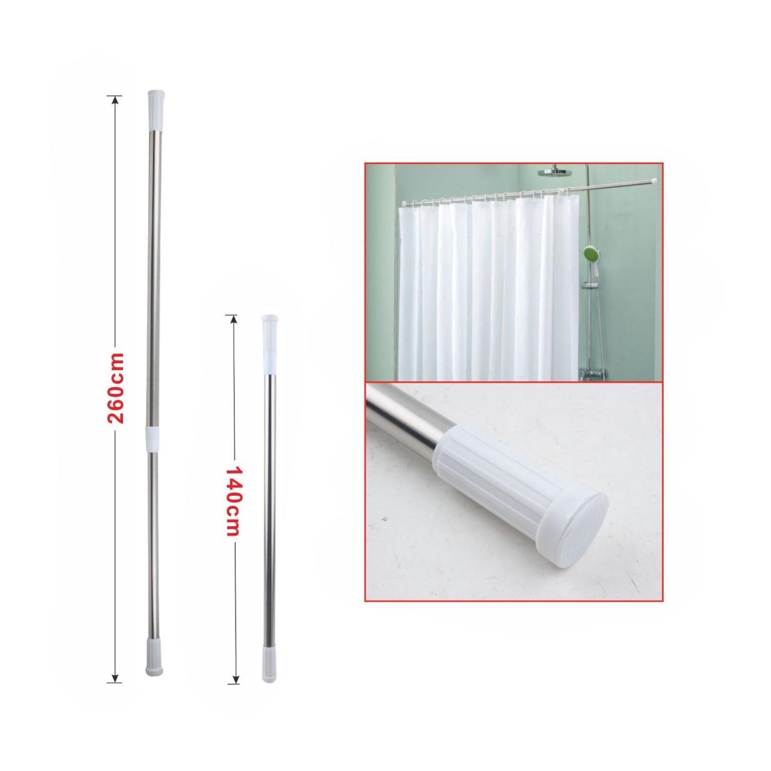 Barra de cortina de bano de acero inoxidable blanca 140-260 (bolsa OPP)-1