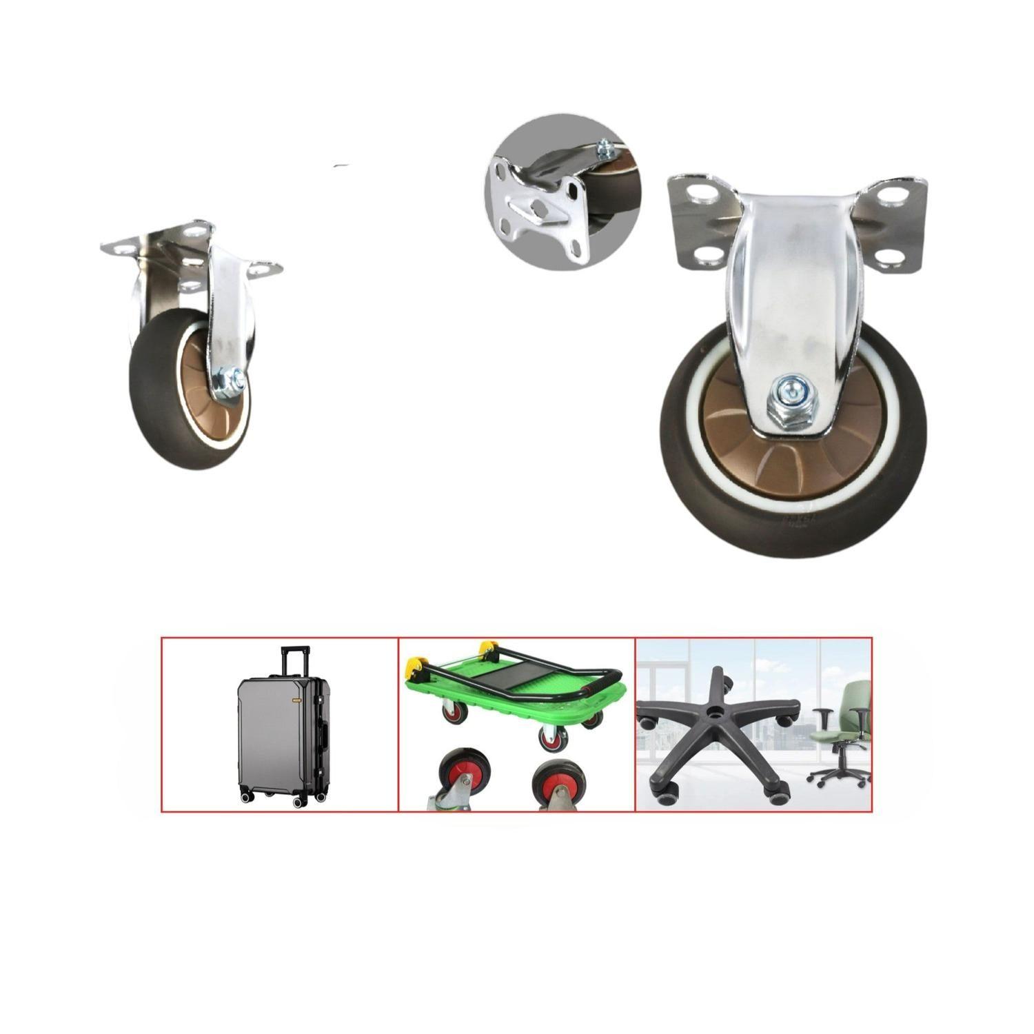 Rueda fija TPR marrón liviana de 3" con base plana 7.5CM-0