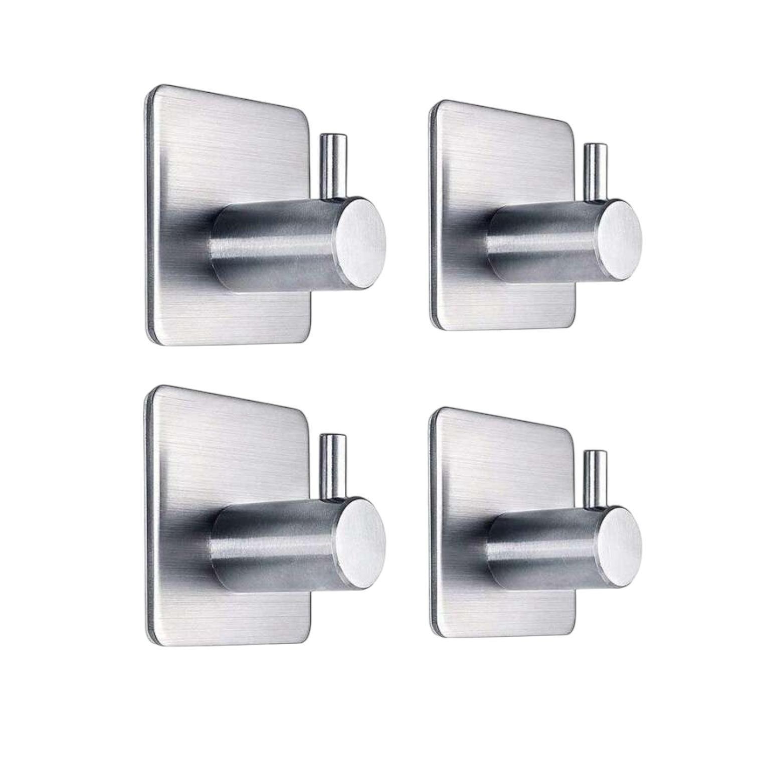 Pack de 4 Ganchos Adhesivos Impermeables - Color Plateado-0