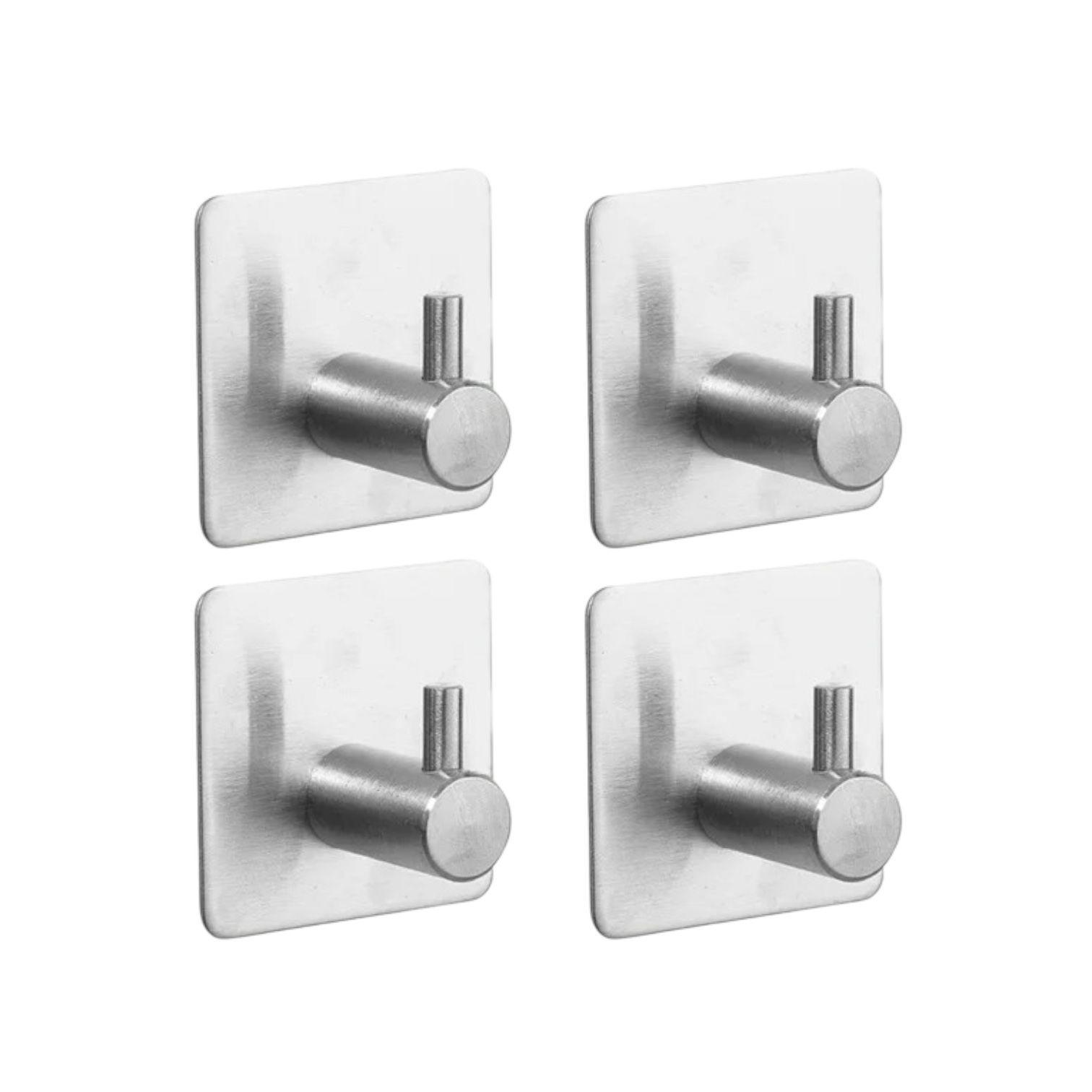Pack de 4 Ganchos Adhesivos Impermeables - Color Plateado-1