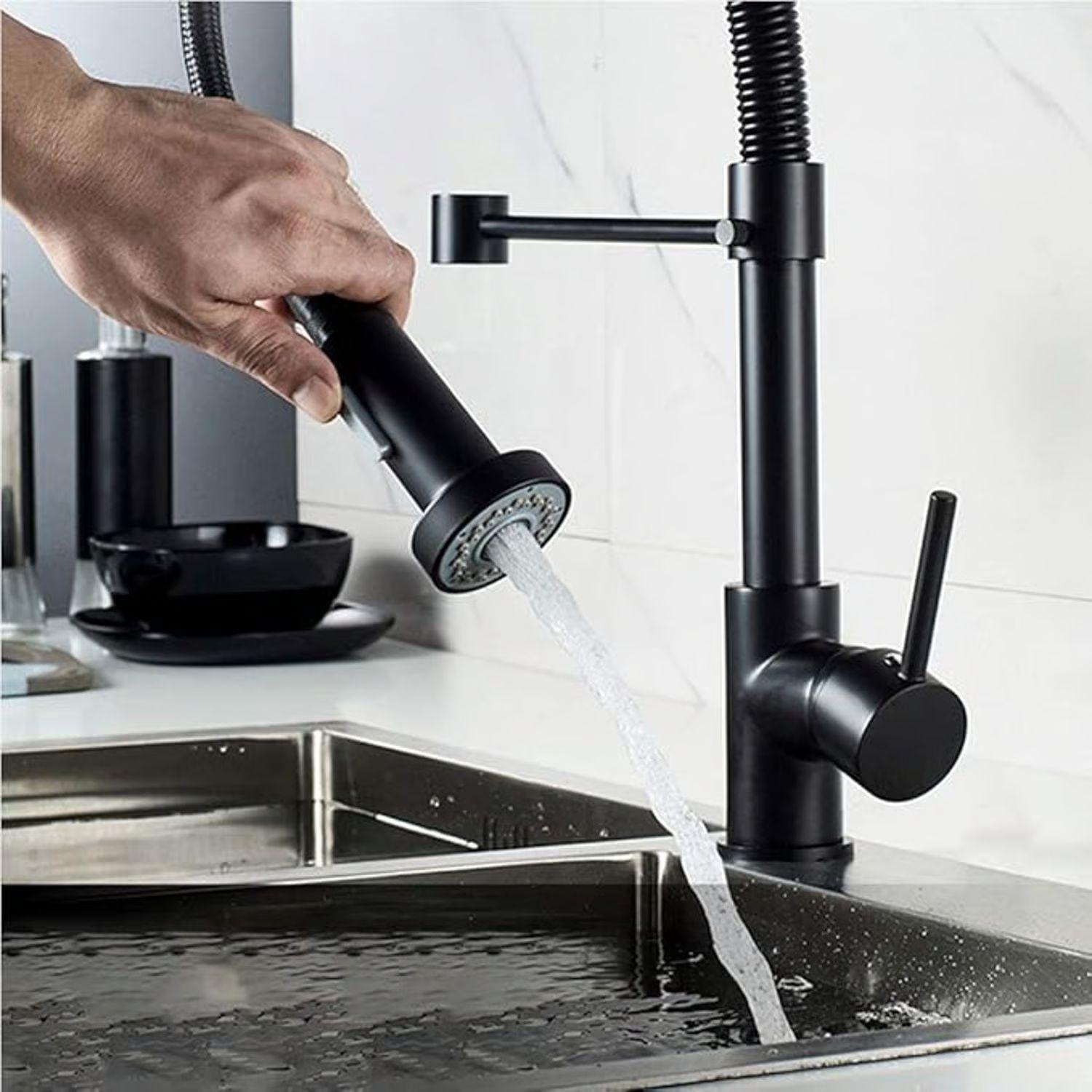 Grifo Monomando Profesional De Lujo Color Negro Mate-5