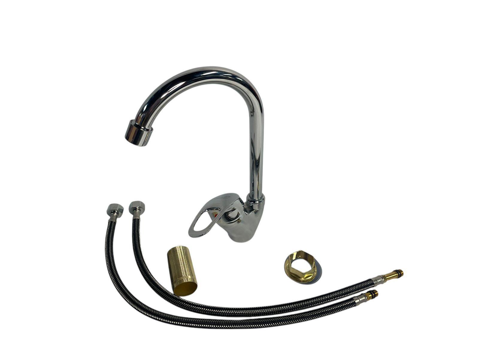 Grifo Monomando para Cocina tipo Cisne Acero Inoxidable -Alday-5