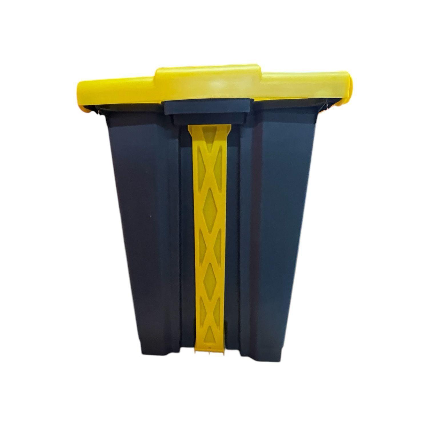 Basurero Contenedor de Basura de 50 Litros con Pedal - Gris y Amarillo-2