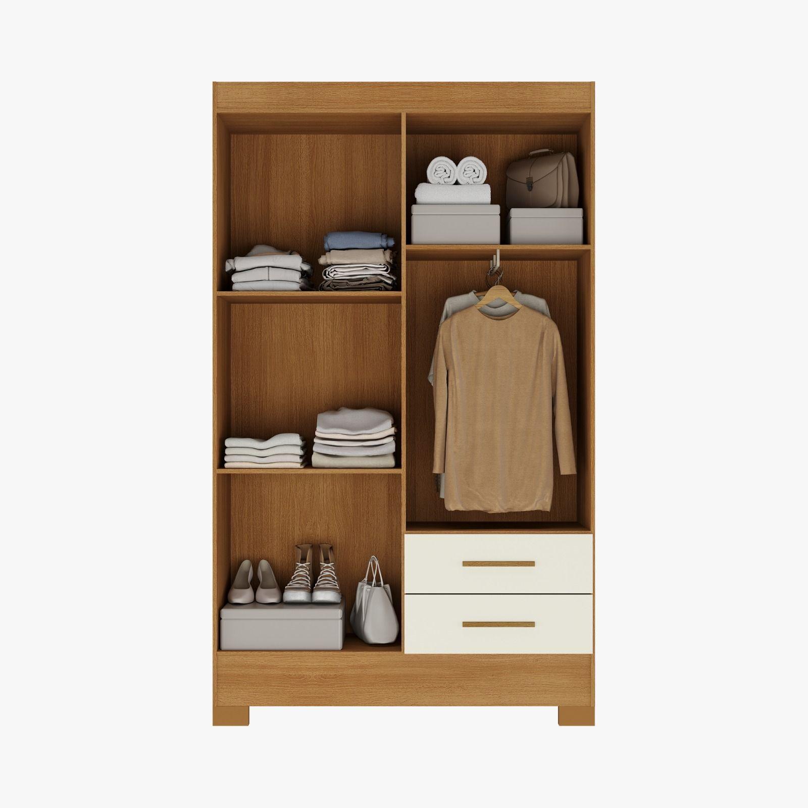 Closet Cafe Canela Blanco Off White 4 puertas 2 cajones-1