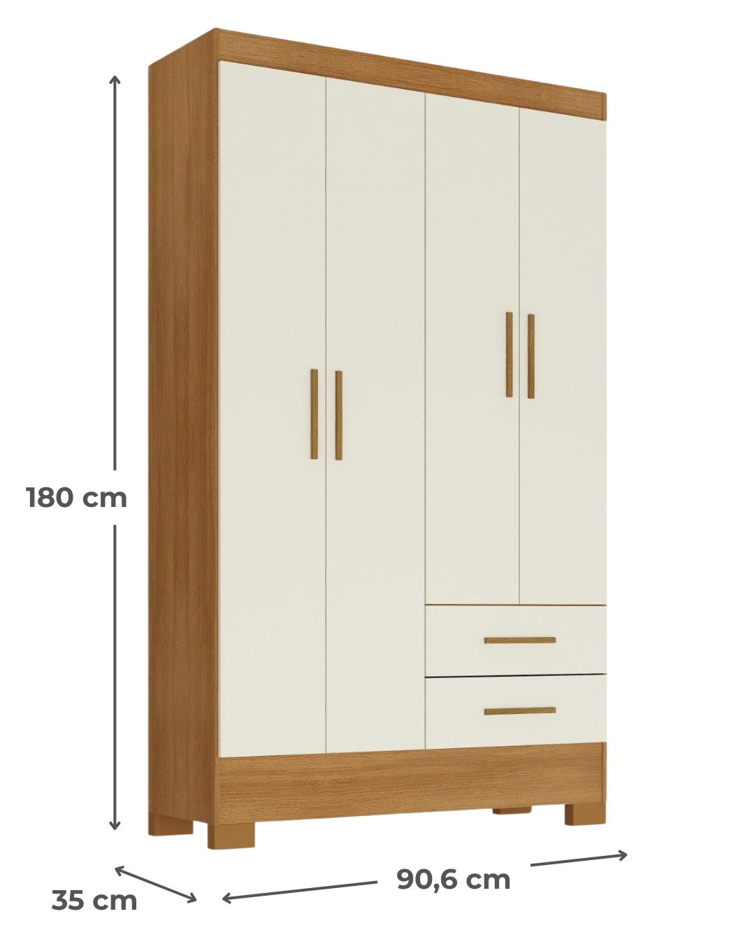 Closet Cafe Canela Blanco Off White 4 puertas 2 cajones-3